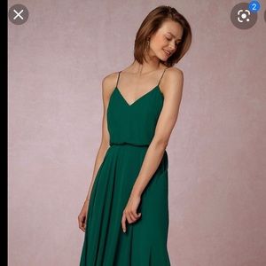 BHLDN JENNY YOO Inesse Dress Emerald Green NEW